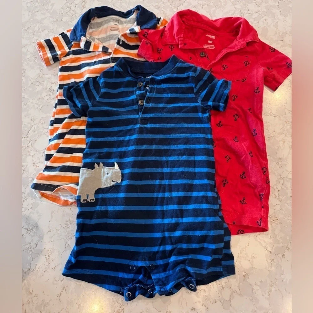 Striped and Anchor Baby Rompers Set 18mos Simple Joys by Carter’s
